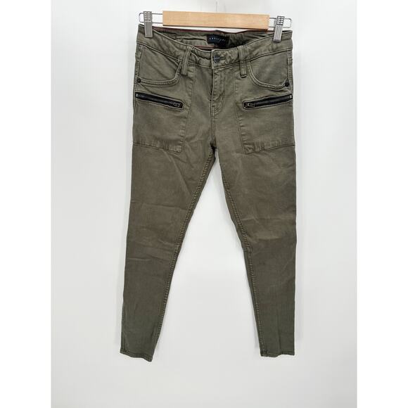 Sanctuary Army Olive Green Ace Utility Jeans Stretch Skinny Ankle Womens Size 26 - Picture 1 of 9